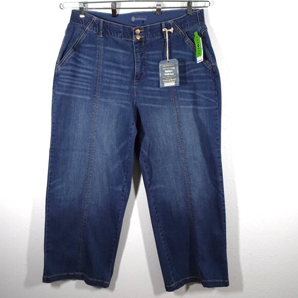 Democracy Wide Leg Jeans Women's Plus Size 20W Blue Denim Stretch High Rise - Picture 1 of 11